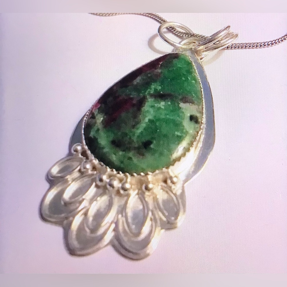 Ruby Zoisite 925 Sterling Silver Necklace